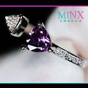 Trilliant Cut Ring | Purple Diamond Ring | Purple Diamond Engagement Ring | Purple Amethyst Ring | Purple Sapphire Ring | Purple Gem Ring