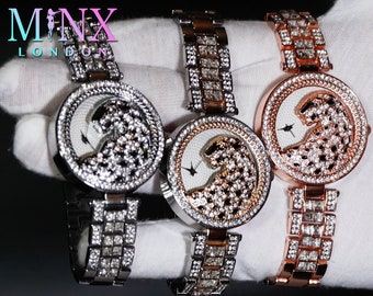 Luxusuhren | Damen Rose Gold Armbanduhr | Rose Gold Uhren Damen | Diamant Armbanduhr | Luxus-Armbanduhr für Damen | Damen Luxusuhr | Uhren