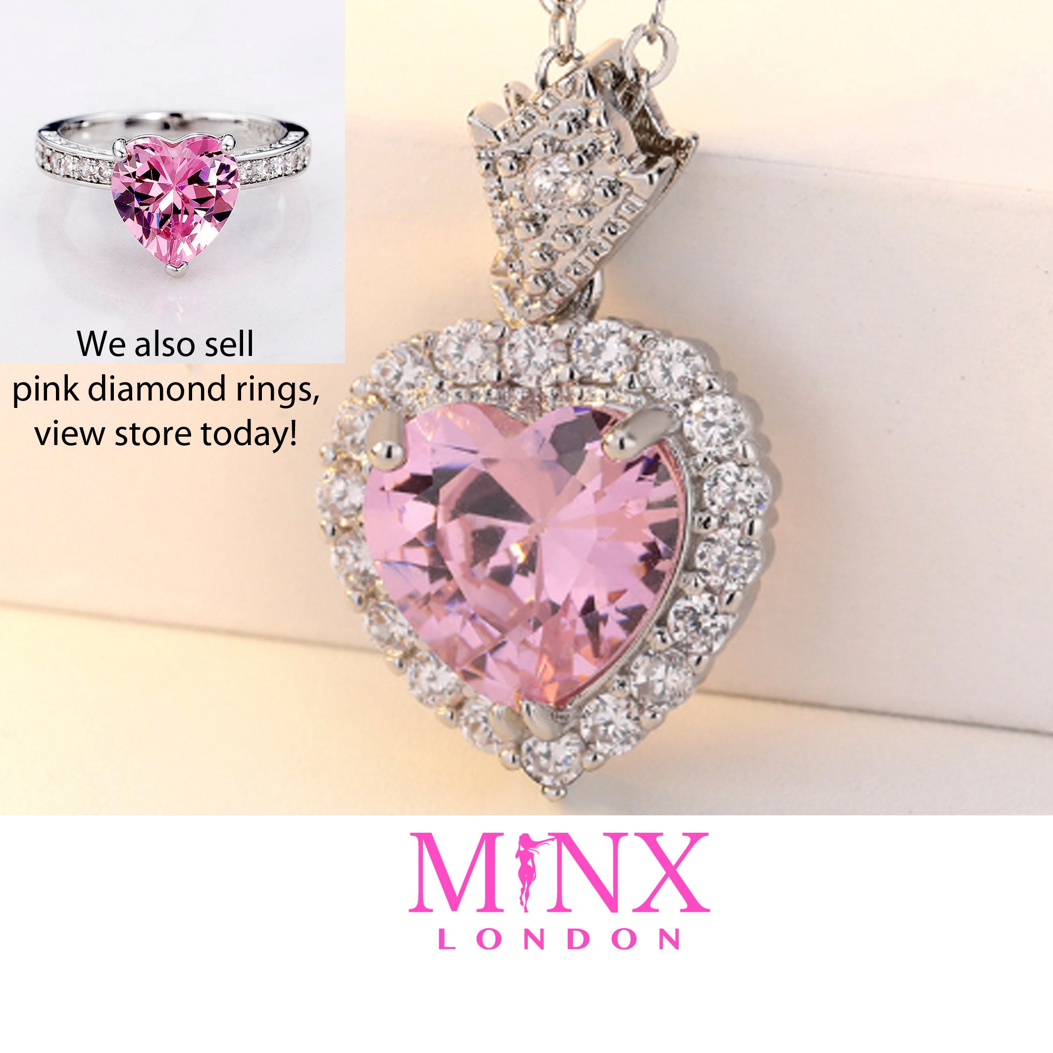 Heart Light Pink Diamond Necklacenecklace for Women Silver 