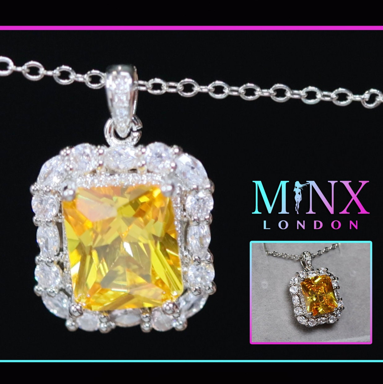 Emerald Diamond Necklace | Womens Yellow Pendant