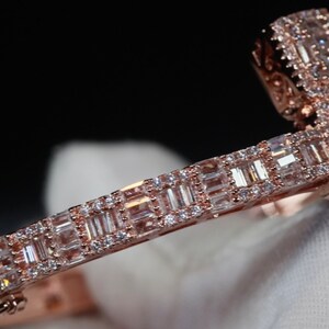 Rose Gold Baguette Diamond Bangle