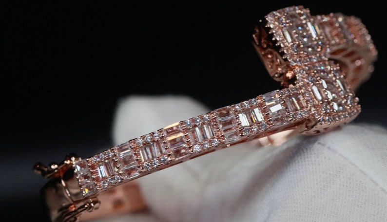 Rose Gold Baguette Diamond Bangle