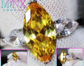 Anillo de marquesa / Anillo de diamantes de marquesa / Anillo de compromiso de marquesa / Anillo de corte de diamante de marquesa / Anillo de boda de diamantes amarillos / Diamante amarillo