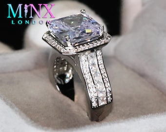 Mens Big Diamond Ring | Women's Big Diamond Ring | Women's Engagement Ring | Big Princess Cut Diamond Ring | Women's Big Diamond Rings