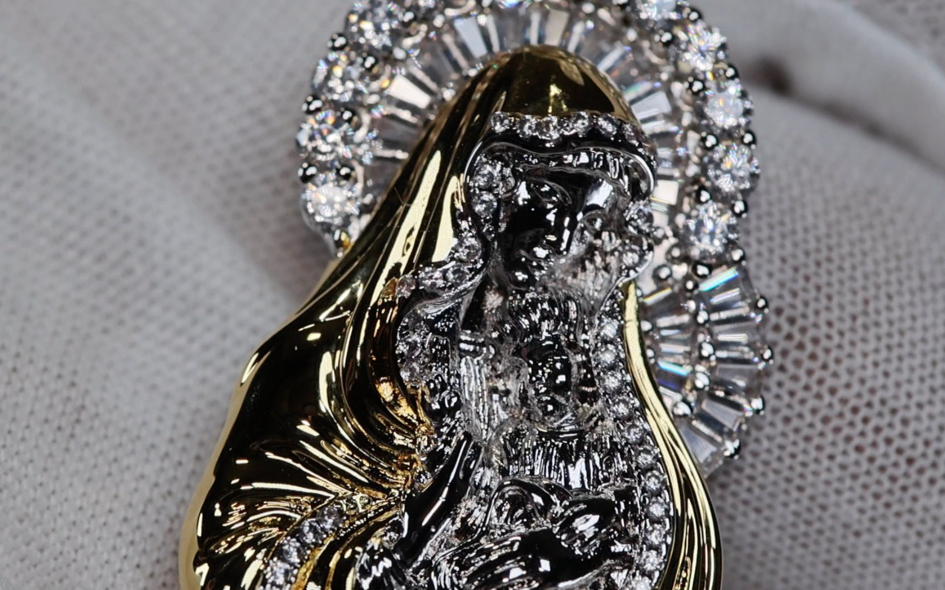 Virgin Mary Pendant | Baguette Diamond Mary Pendant | Iced Out Virgin ...