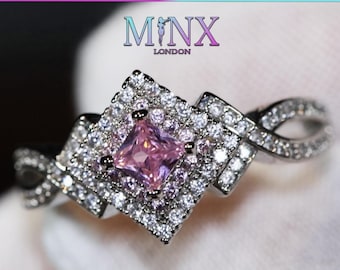 Pink Diamond Ring | Pink Diamond Engagement Ring | Womens Pink Diamond Ring | Promise Ring | Pink Princess Cut Diamond Ring