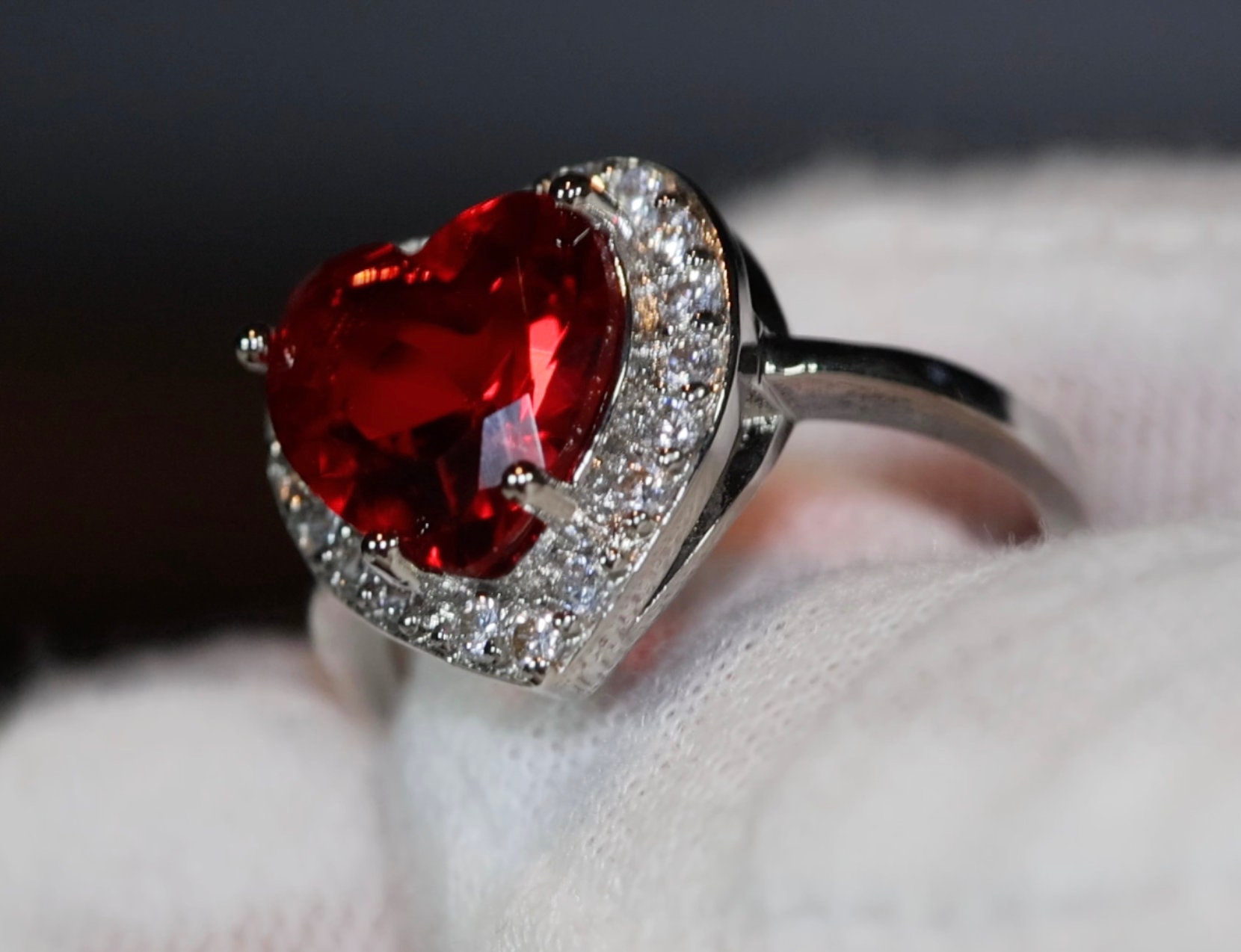 Heart Ring Red Diamond Heart Ring Heart Shape Ring Diamond Heart Ring Womens Red Diamond Ring Engagement Ring Red Diamond Ring Etsy
