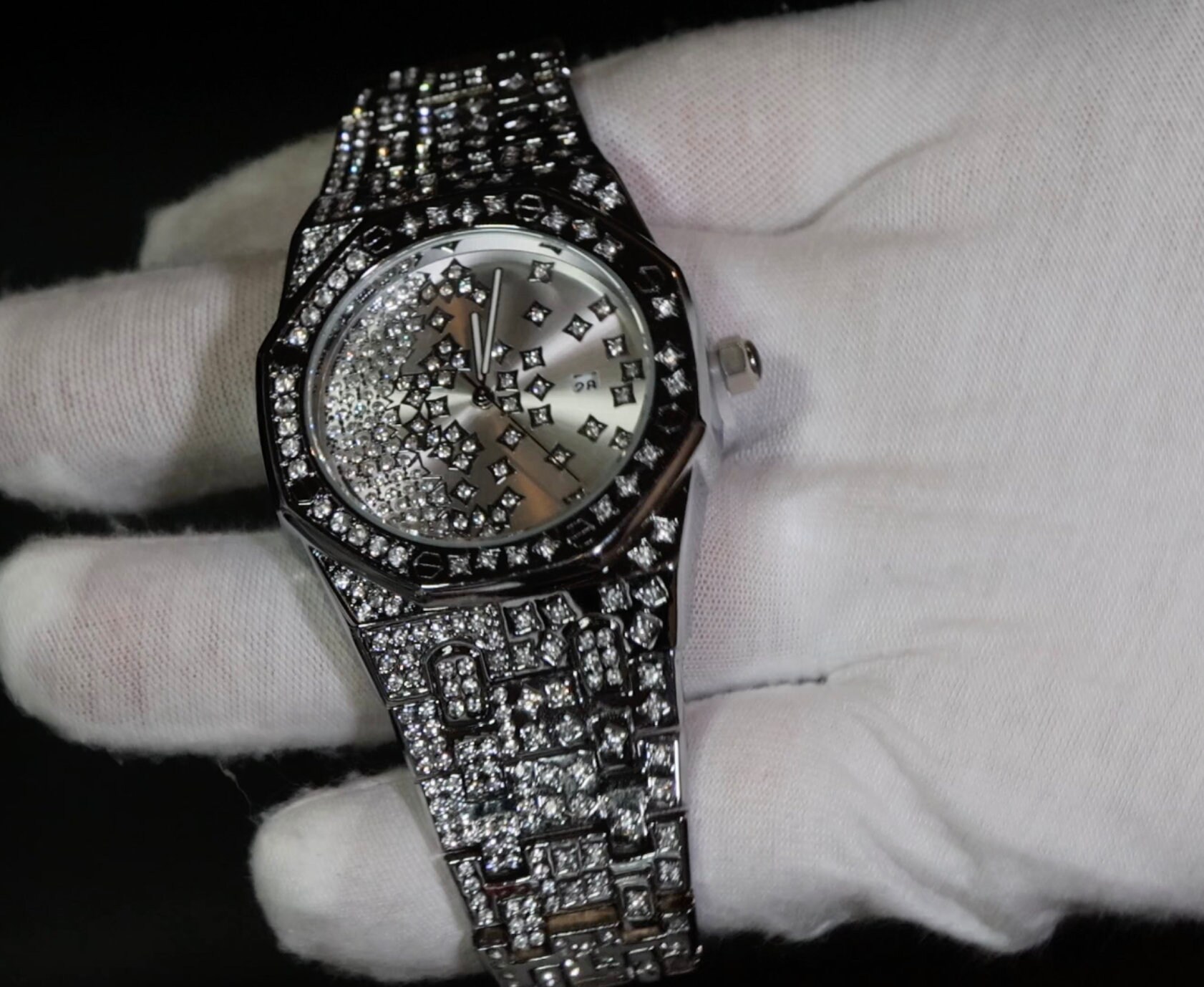 Iced out diamond watch deals