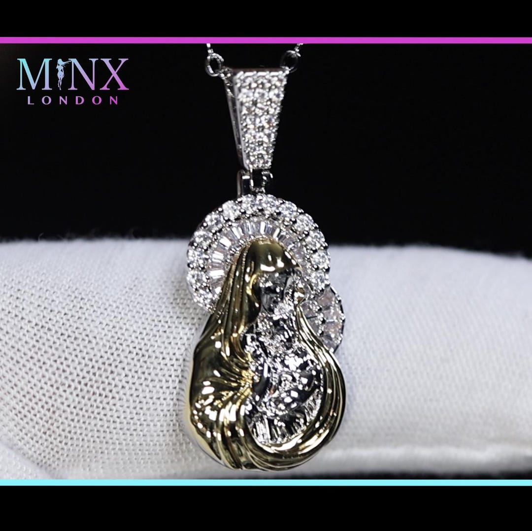 Virgin Mary Pendant | Baguette Diamond Mary Pendant | Iced Out Virgin ...