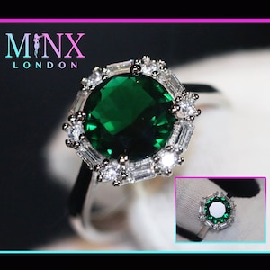 Green Gemstone Ring | Green Diamond Ring | Green Diamond Engagement Ring | Emerald Green Ring | Green Ring | Green Diamond Ring with halo