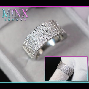 Silver Diamond Wedding Ring | Mens Engagement Ring | Mens Wedding Band | Women&#39;s Wedding Band | Pave Diamond Ring