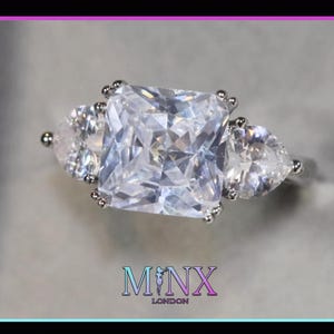 Three Stone Ring | Princess Cut Diamond Ring | Womens Engagement Ring | Engagement Rings | Three Stone Diamond Ring