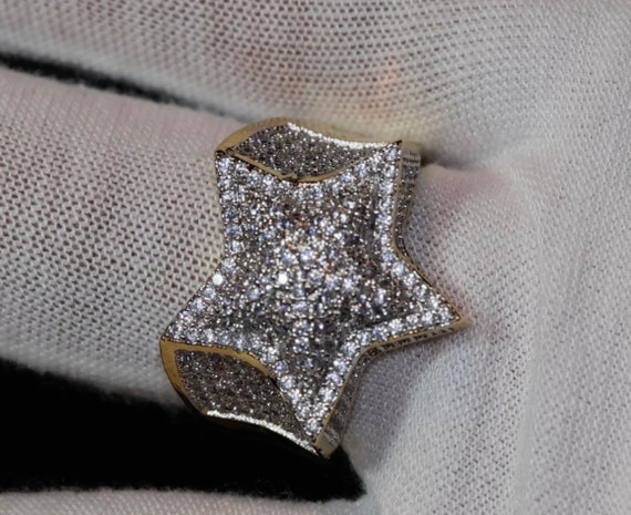 Iced Out Ring Star Ring Diamond Star Ring Star Shaped Ring Star