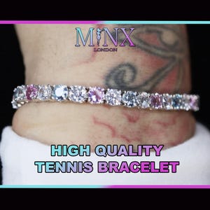 Rosa und Blau Diamant-Tennis-Armband | Blau und rosa Rubin Tennis Armband | Tennis Armband, Diamant Tennis Armband, Miami Tennis Armband