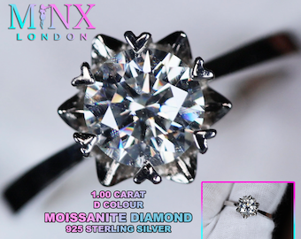 Anillo de compromiso Moissanite / 1ct / Anillo de compromiso para mujeres / Anillo de boda para mujeres / Anillo Moissanite / Anillos Moissanite / Anillo de diamantes para mujeres