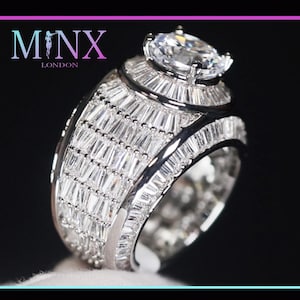 Hip Hop Ring | Mens Baguette Ring | Mens Iced Out Ring | Womens Baguette Ring | Iced Out Rings | Big Diamond Ring | Iced Out Mens Pinky Ring