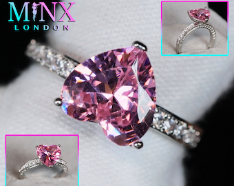 Heart Ring | Heart Shaped Ring | Heart Shape Ring | Diamond Heart Ring | Heart Ring with Diamonds | Engagement Ring | Pink Diamond Ring