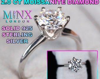 2 Carat Moissanite Diamond Engagement Ring | Womens Engagement Ring | Moissanite Diamond Solitaire Ring | Moissanite Ring | Lab Diamond Ring