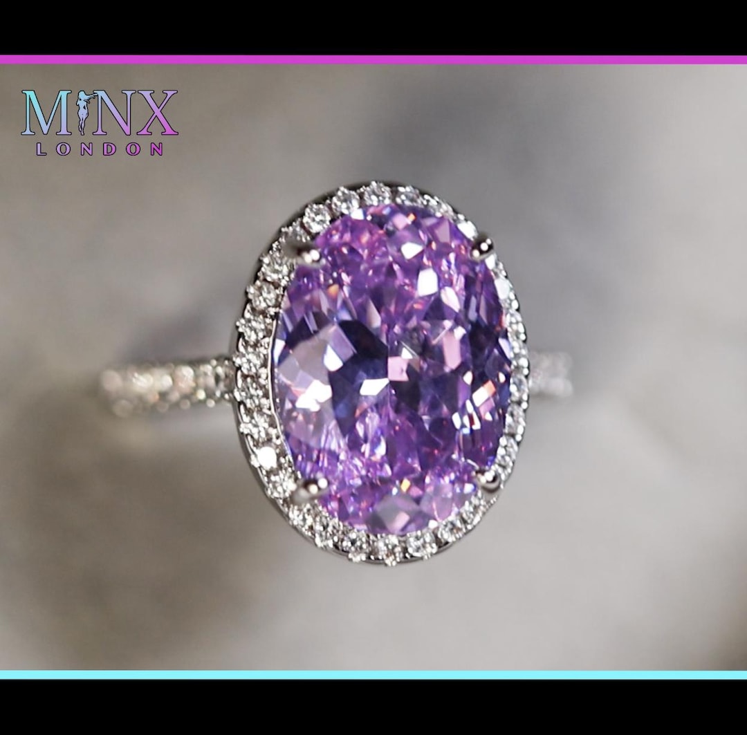 Purple Iced Rings Purple Diamond Ring | Purple Diamond Engagement Ring | Purple Oval ...