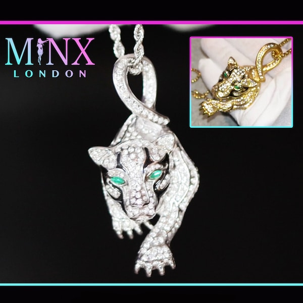 Panther Pendant | Iced Out Pendant | Gold Lion Pendant | Diamond Lion Pendant | Iced Necklace | Panther Necklace | Hip Hop Chain |