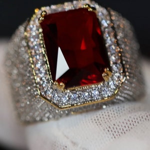 Mens Red Diamond Ring