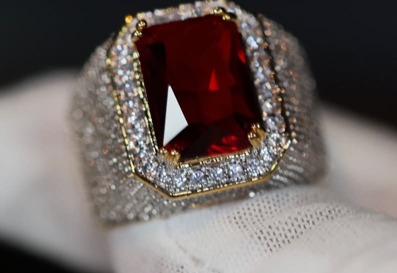 Mens Red Diamond Ring