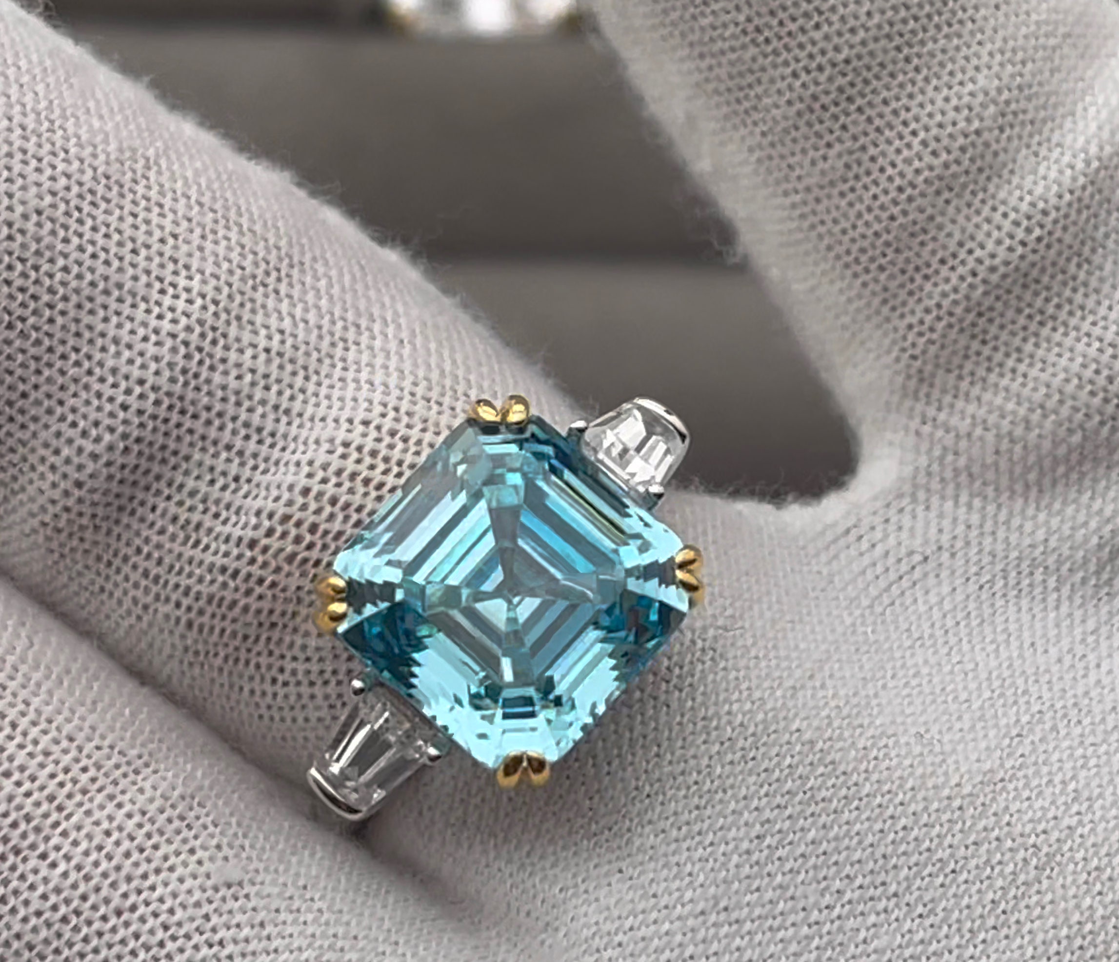 ブルー ダイヤモンド リング | レディース アッシャーカット リング