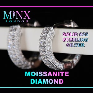 Moissanite Diamond Hoop Earrings | Mens Moissanite Diamond Hoop Earrings | Womens Moissanite Diamond Hoop Earrings | Iced Out Hoop Earrings