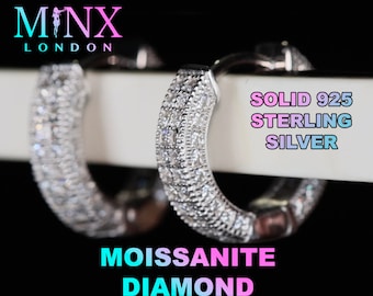 Moissanite Diamond Hoop Earrings | Mens Moissanite Diamond Hoop Earrings | Womens Moissanite Diamond Hoop Earrings | Iced Out Hoop Earrings