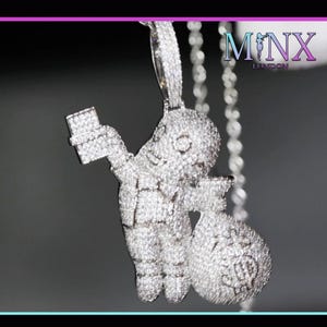 Ciondolo Hip Hop / Ciondolo Iced Out / Ciondolo Money Bag / Ciondolo Hip Hop / Ciondolo Dollar Sign / Gioielli Hip Hop / Gioielli Iced Out