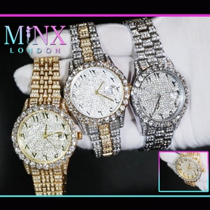 Womens Iced Out Watch | Iced Out Watch | Arabic Dial Watch | Womens Watches | Diamond Watches | Diamond Watch for Women | Watch for Women