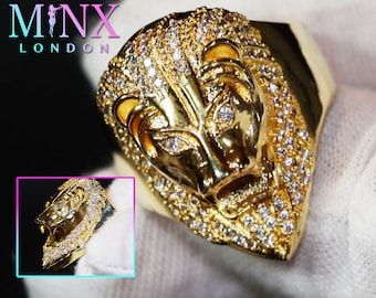 Iced Out Ring Lion Ring Diamond Lion Ring Leo Ring Lion Rings Iced