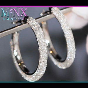 Diamond Hoop Earrings | Hoop Earrings | Womens Big Diamond Earrings | Silver Hoop Earrings with Diamonds | Womens Hoop Earrings | Earrings