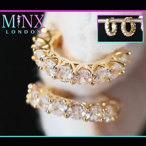 Gold Diamond Hoop Earrings | Hoop Earrings | Women's Small Hoop Diamond Earrings | Silver Diamond Hoop Earrings | Women's Hoop Earrings