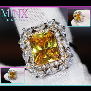 Yellow Diamond Ring | Yellow Diamond Engagement Rings | Canary Yellow Diamond Ring | Baguette Ring | Womens Engagement Ring | Cushion Ring