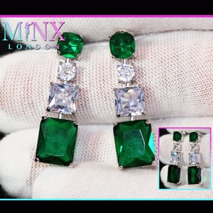 Green Diamond Earrings | Emerald Green Earrings | Emerald Diamond Earrings | Classy Earrings | Womens Earrings | Emerald Earrings