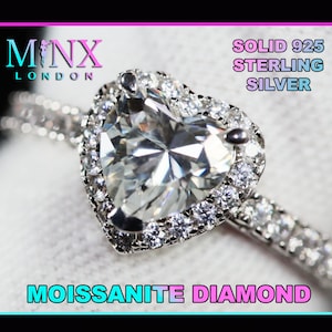 Moissanite Diamond Heart Ring | Womens Moissanite Diamond Engagement Ring | Moissanite Diamond Heart Ring | Moissanite Heart Diamond Ring