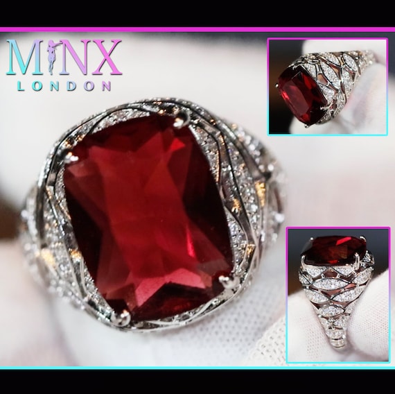 Red Diamond Ring Mens Red Diamond Ring Iced Out Ring Womens Red