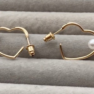 Pearl Earrings | Gold Heart Earrings | Womens Pearl Earrings | Heart Earrings | Womens Heart Earrings | Earrings | Heart Shape Earrings