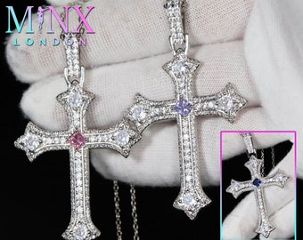 Cross Pendant and Necklace | Cross Chain for Men | Big Silver Diamond Cross Pendant | Celtic Cross Pendant | Iced Out Cross Pendant