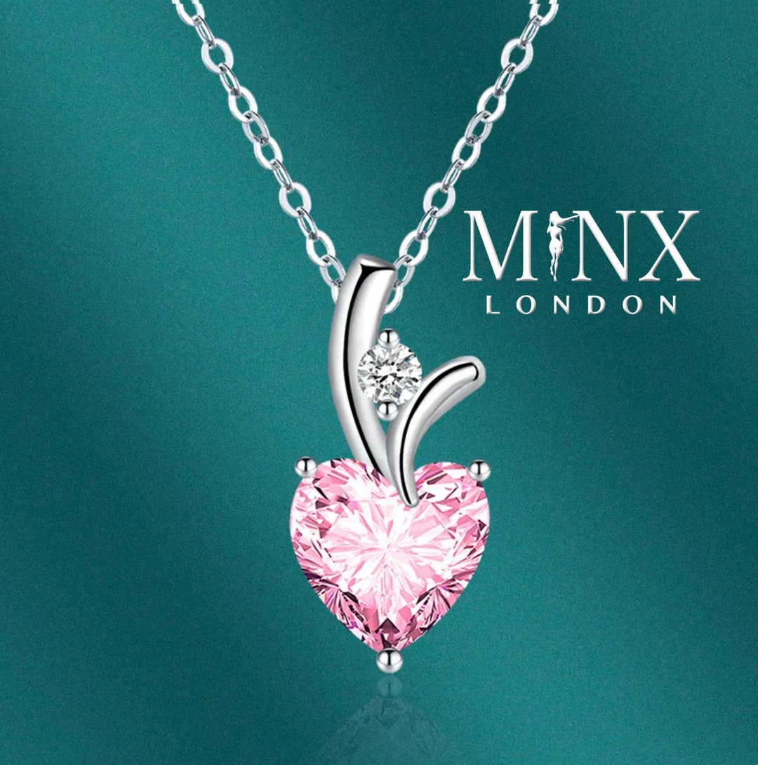 Womens Diamond Necklace Pink Diamond Heart Necklace Heart Etsy