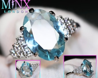 Aquamarijnring | Aquamarijn diamanten ring | Aquamarijn verlovingsring |  Ovale verlovingsring | Blauwe diamanten ring | Verlovingsring dames