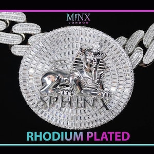 Colgante grande de hip hop / Colgante grande de esfinge / Colgante de medallón de esfinge / Colgante de esfinge / Colgante de hip hop / Colgante de diamante baguette