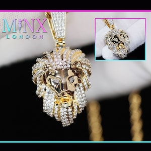 Löwe Anhänger | Gefroren Anhänger | Gold Löwe Anhänger | Diamant Löwe Anhänger | Gefrorene Halskette | Engel Halskette | Hip Hop Kette | Gefrorener Schmuck