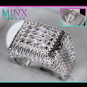Hip Hop Ring | Mens Baguette Ring | Mens Iced Out Ring | Womens Baguette Ring | Iced Out Rings | Big Diamond Ring | Iced Out Mens Pinky Ring