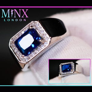 Blue Diamond Ring | Mens Blue Diamond Ring | Iced Out Ring | Womens Blue Diamond Ring | Mens Diamond Ring | Big Ring | Mens Iced Out Ring