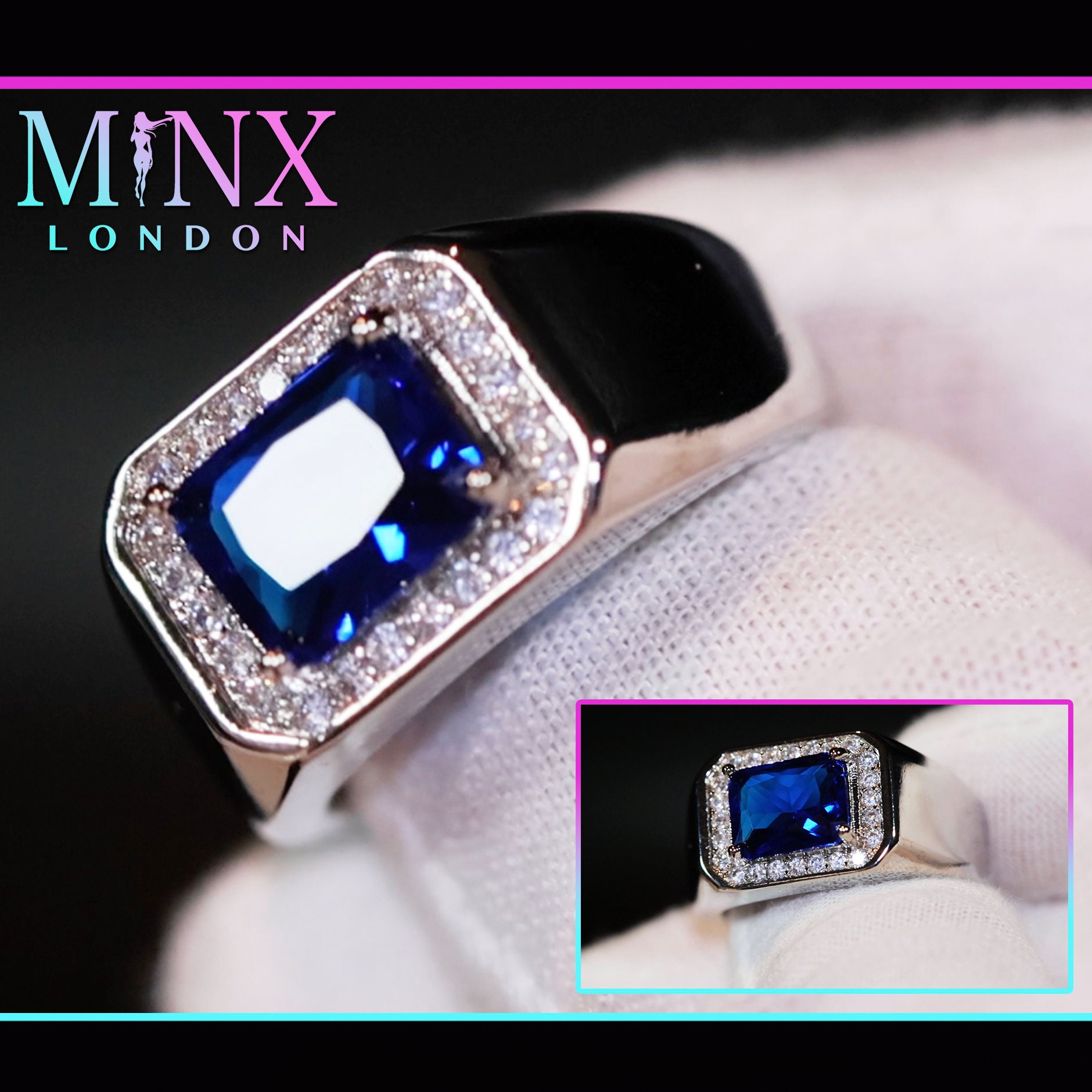 Blue Diamond Ring | Mens Blue Diamond Ring | Iced Out Ring | Womens Blue Diamond Ring | Mens Diamond Ring | Big Ring | Mens Iced Out Ring