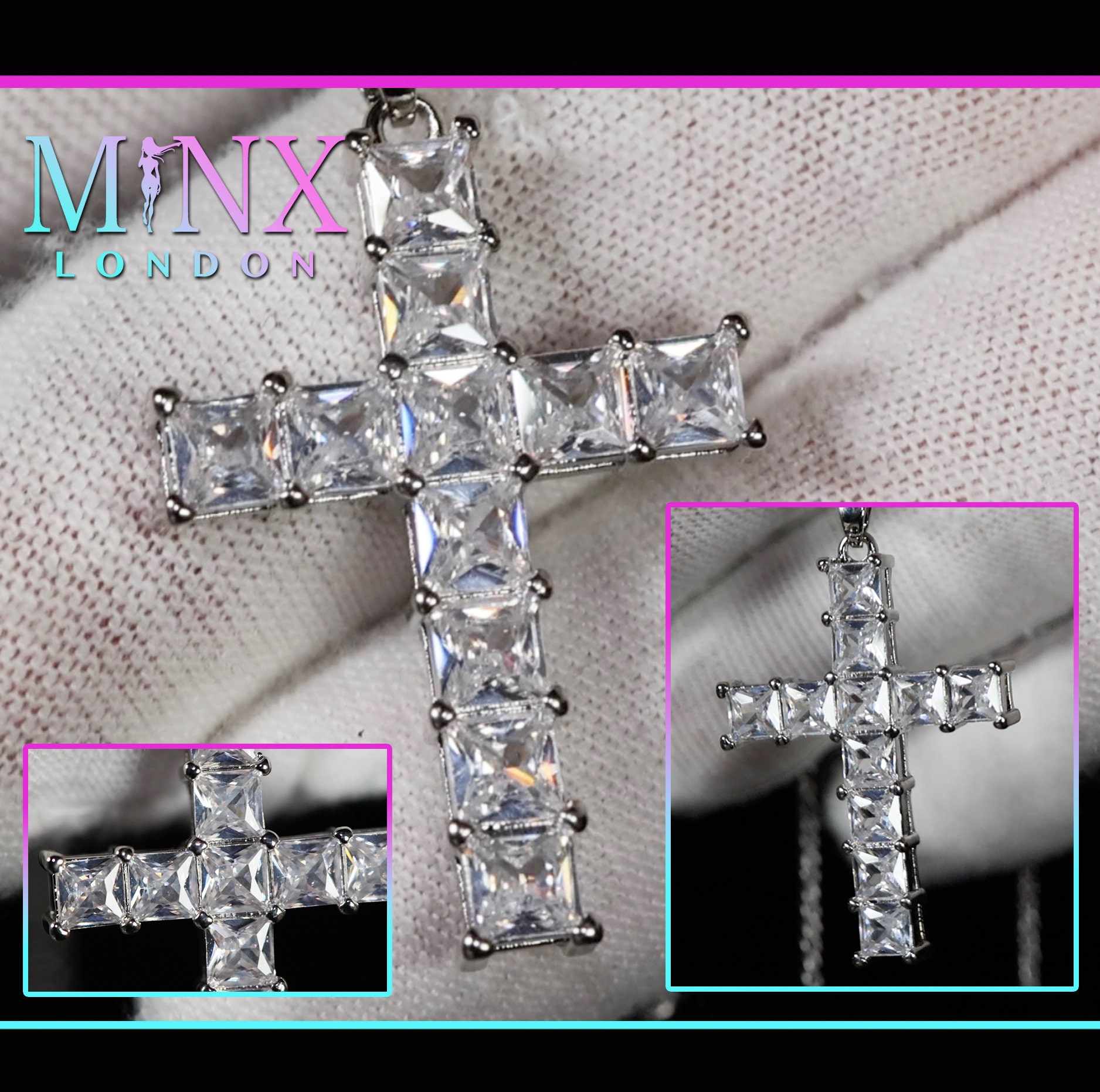 Princess Cut Diamond Cross Pendant Cross Chain Cross Necklace Diamond Cross Pendant Diamond Cross Pendant Cross With Chain Etsy Australia