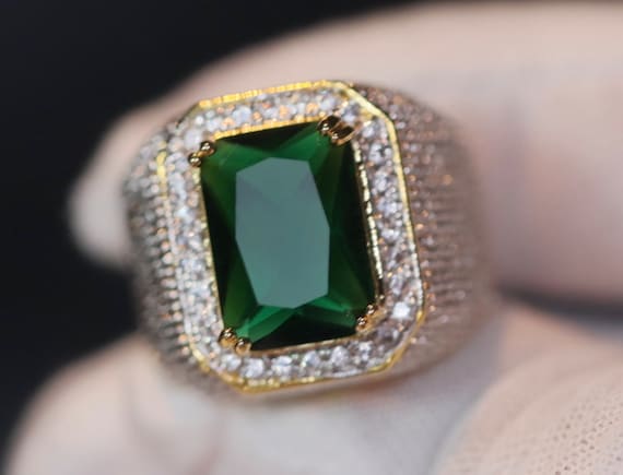 Green diamond ring for men clearance