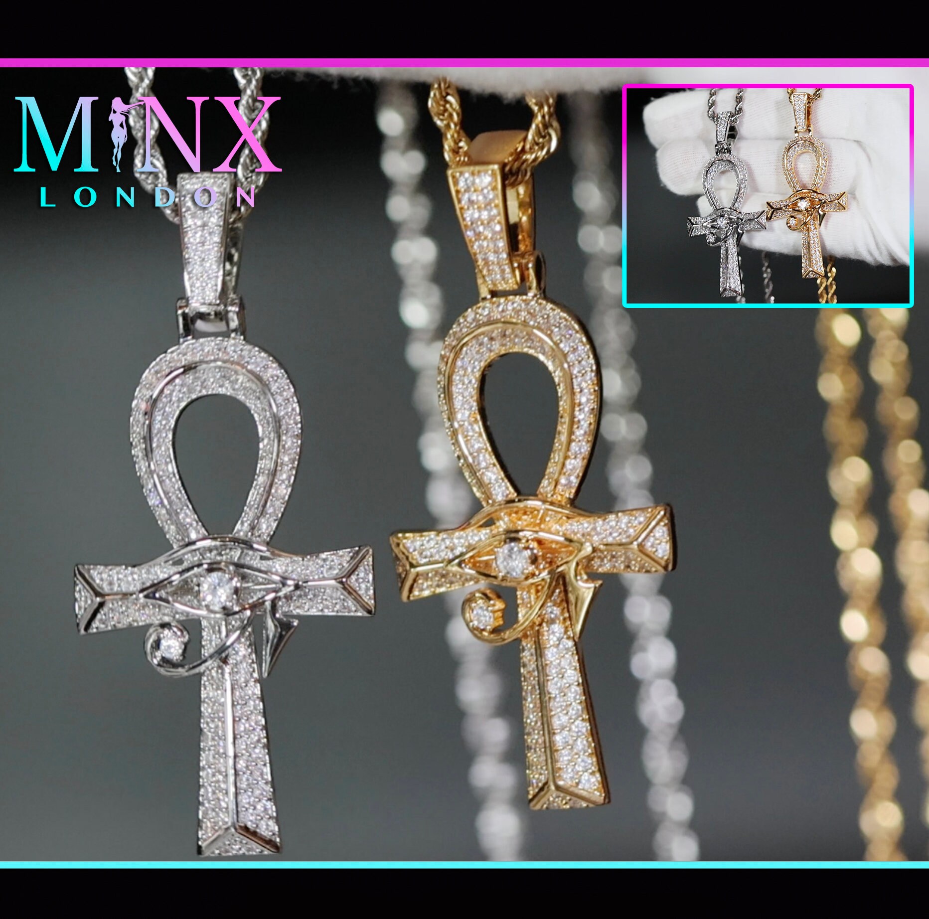 Iced out ankh pendant best sale